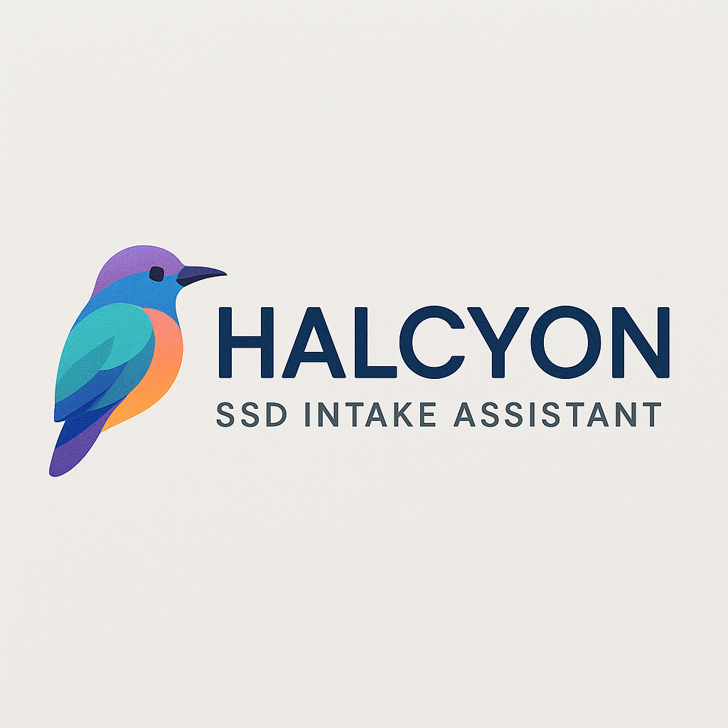 Halcyon SSD Intake Assistant - Professional Bird Logo